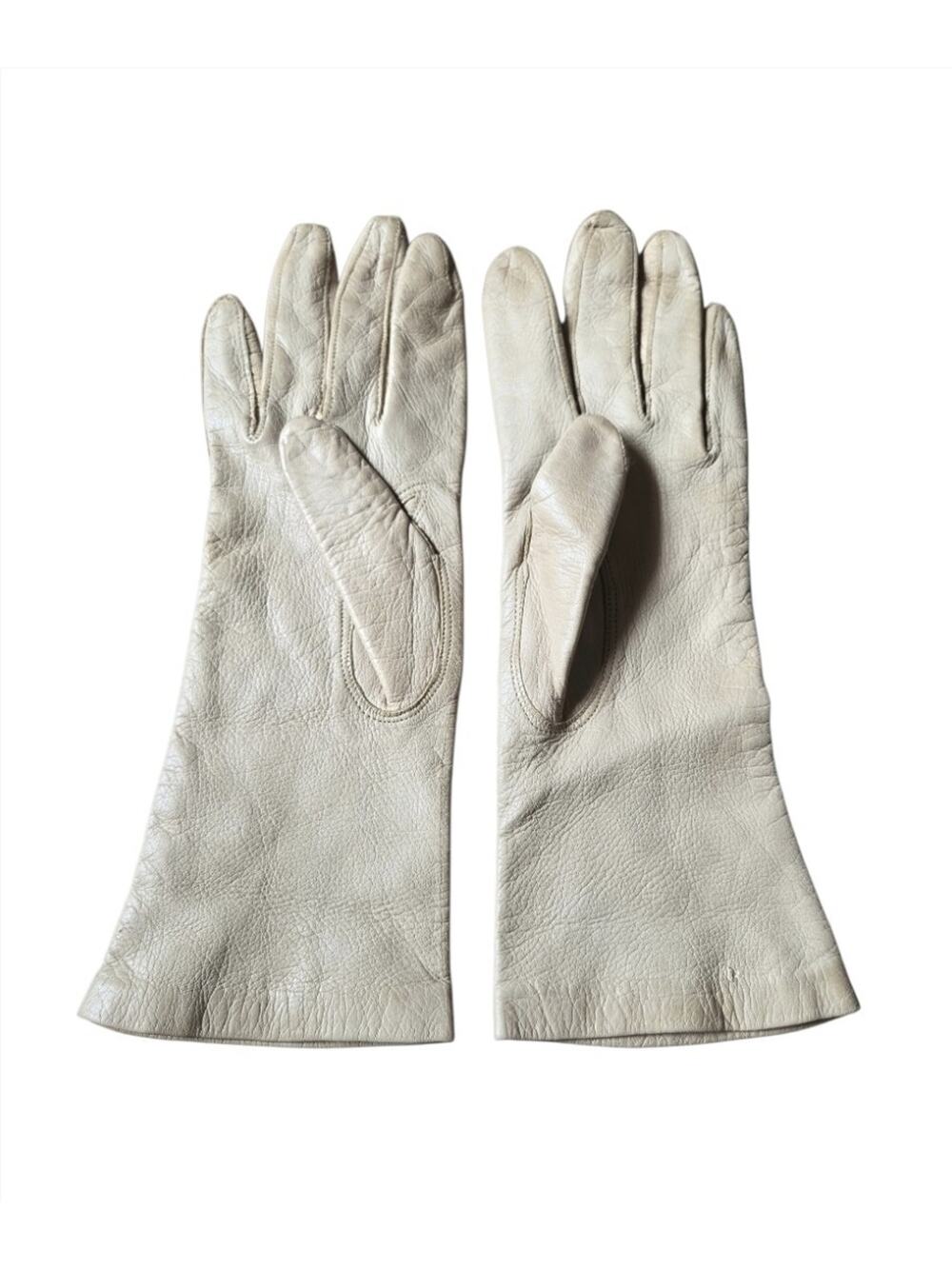 VTG Orbach's Italy Leather Gloves Size 7 Beige Lined Women's Elegant Soft